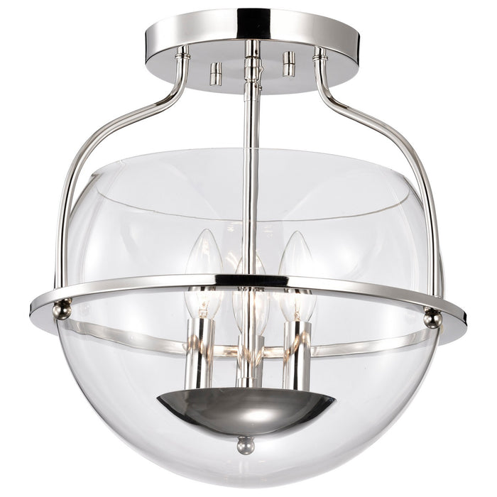 Nuvo Lighting 60-7822 Three Light Semi Flush Mount, Polished Nickel