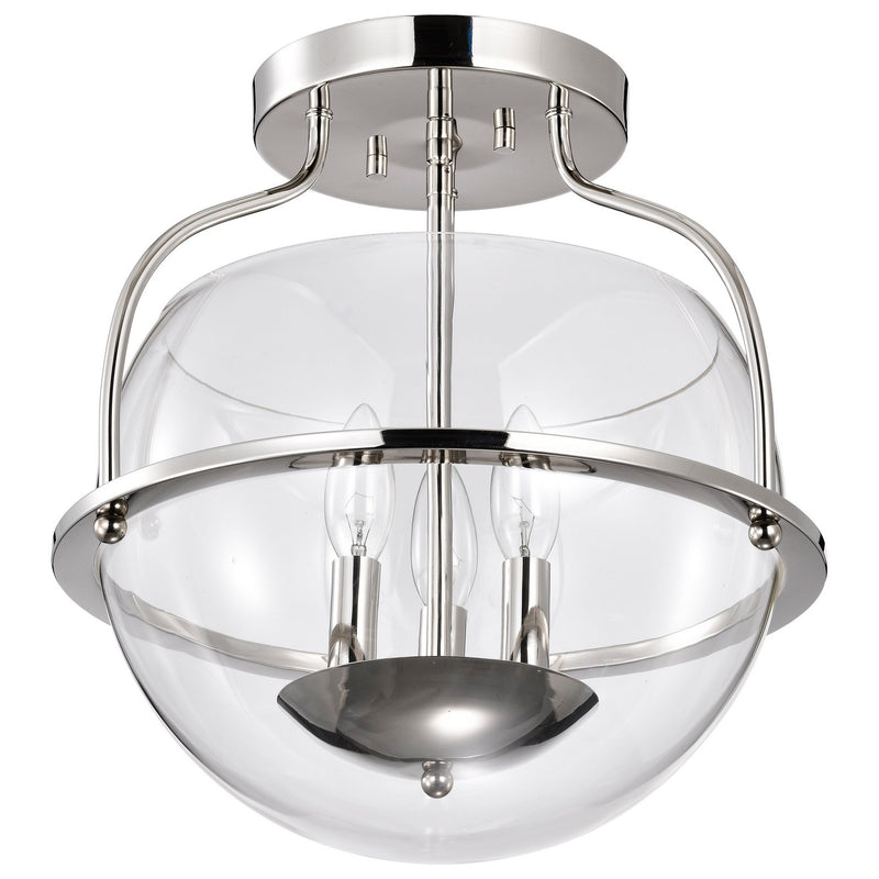 Nuvo Lighting 60-7822 Three Light Semi Flush Mount, Polished Nickel