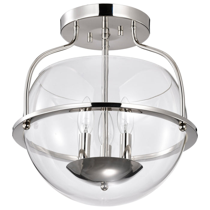 Nuvo Lighting 60-7822 Three Light Semi Flush Mount, Polished Nickel