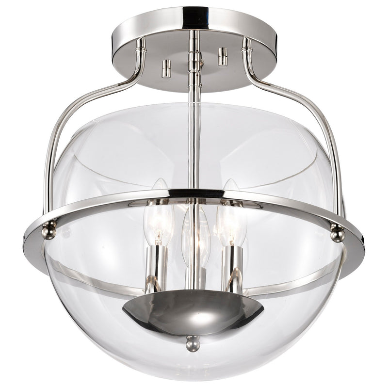Nuvo Lighting 60-7822 Three Light Semi Flush Mount, Polished Nickel