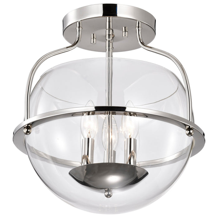 Nuvo Lighting 60-7822 Three Light Semi Flush Mount, Polished Nickel