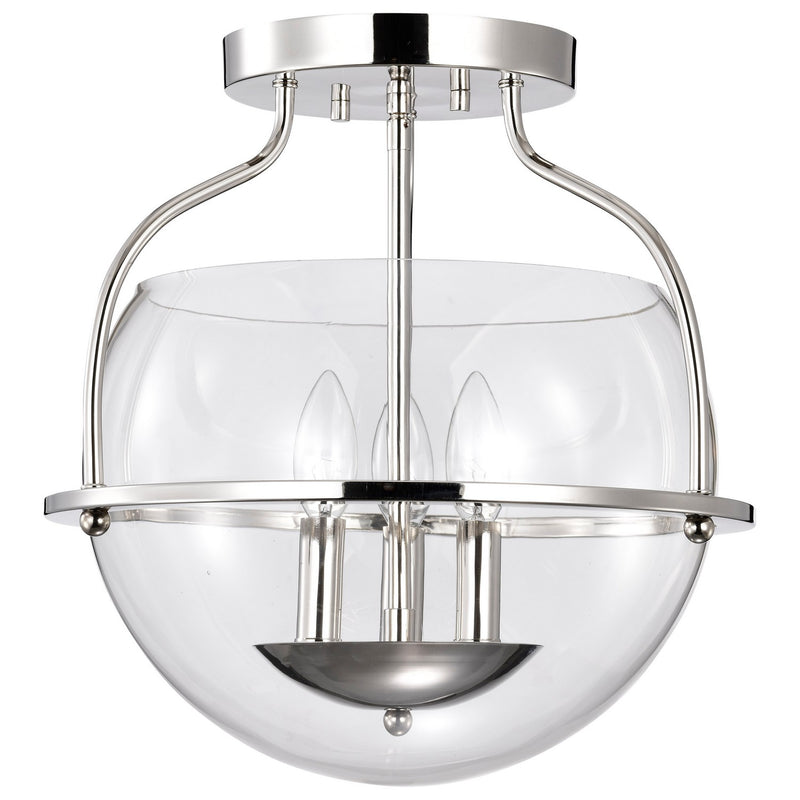 Nuvo Lighting 60-7822 Three Light Semi Flush Mount, Polished Nickel