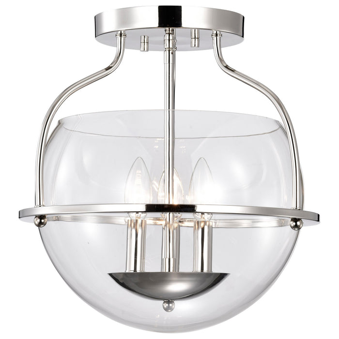 Nuvo Lighting 60-7822 Three Light Semi Flush Mount, Polished Nickel