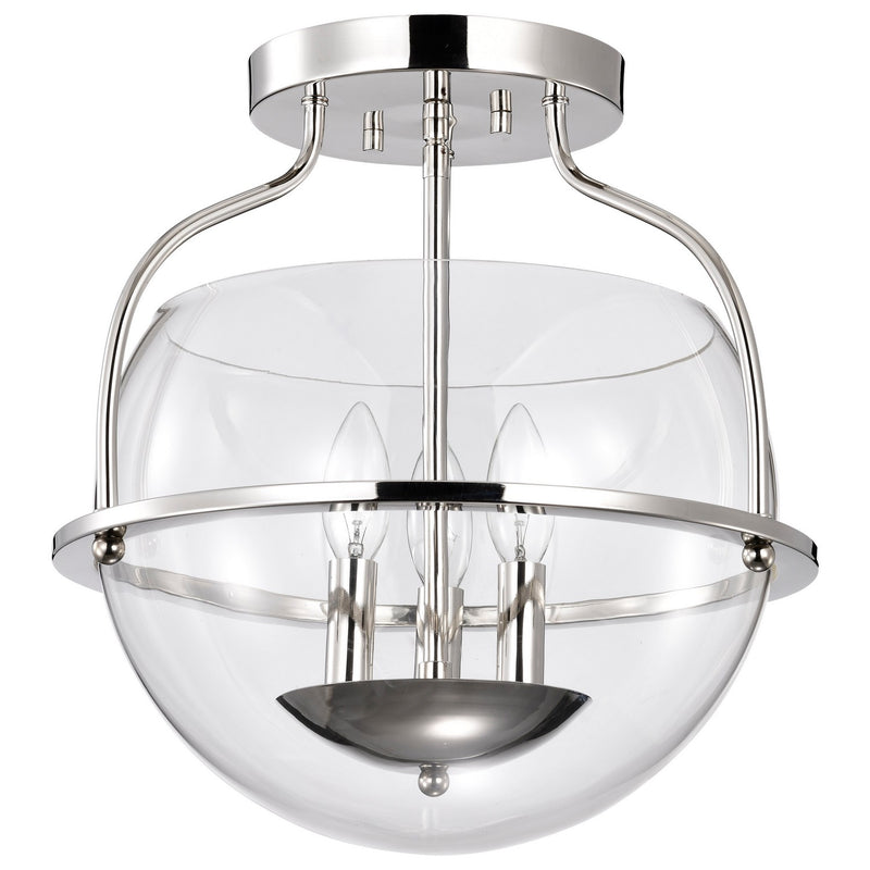 Nuvo Lighting 60-7822 Three Light Semi Flush Mount, Polished Nickel