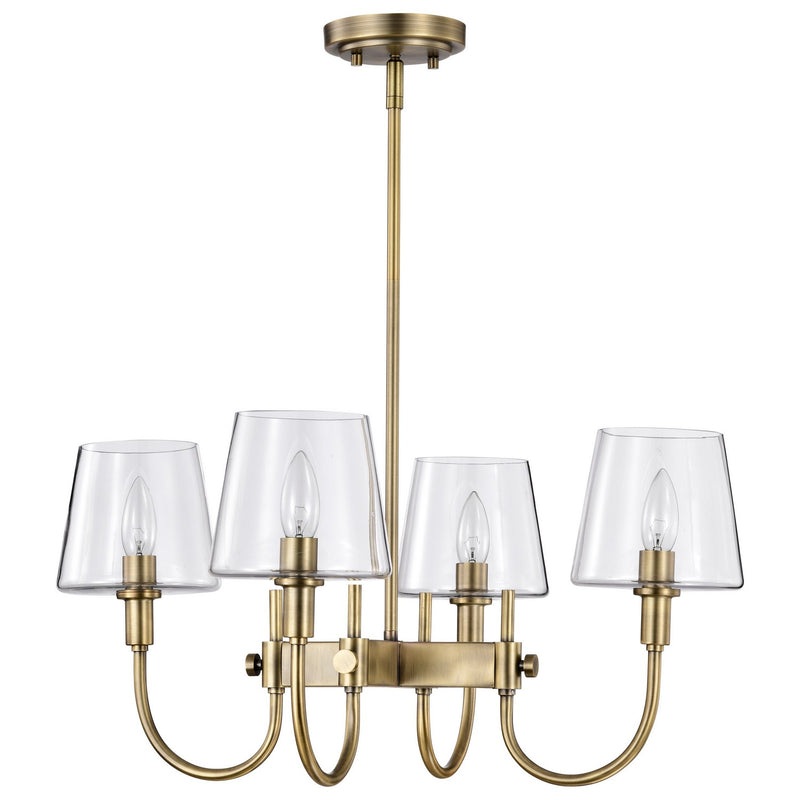 Nuvo Lighting 60-7885 Four Light Chandelier, Vintage Brass