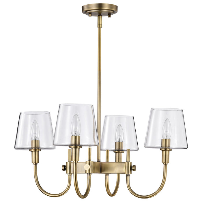 Nuvo Lighting 60-7885 Four Light Chandelier, Vintage Brass