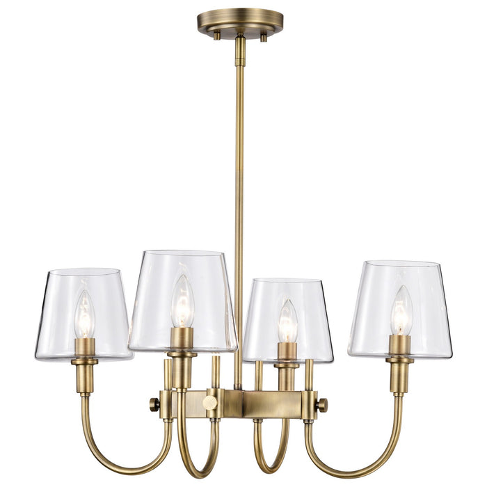 Nuvo Lighting 60-7885 Four Light Chandelier, Vintage Brass
