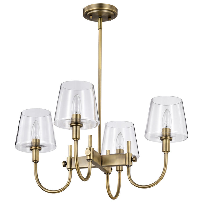 Nuvo Lighting 60-7885 Four Light Chandelier, Vintage Brass