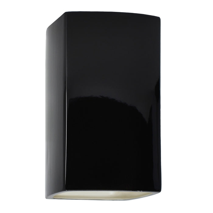 Justice Designs CER-5955W-BKMT LED Wall Sconce, Gloss Black with Matte White internal
