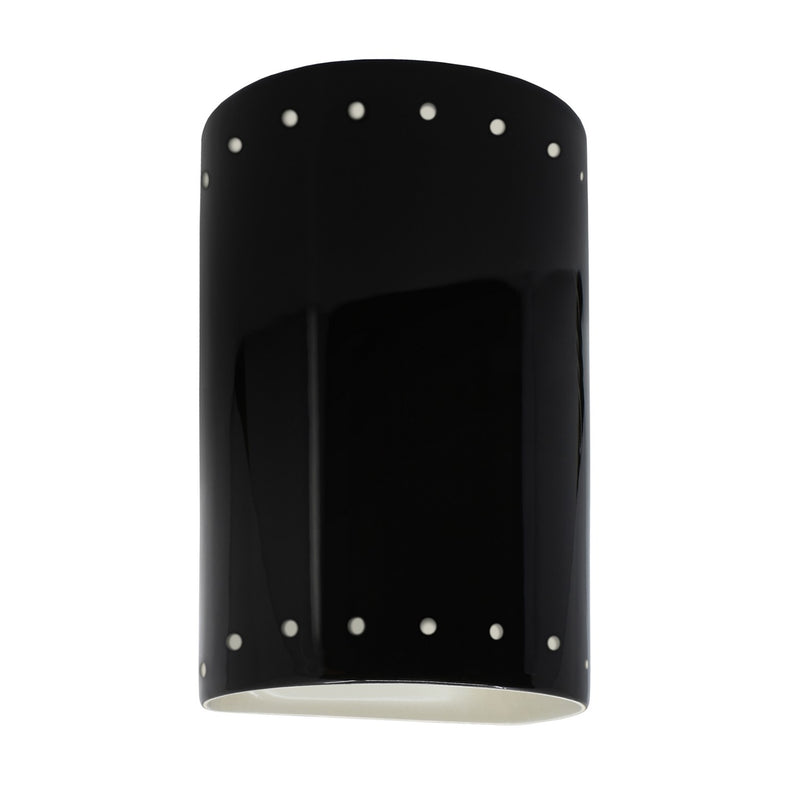 Justice Designs CER-5995W-BKMT LED Wall Sconce, Gloss Black with Matte White internal