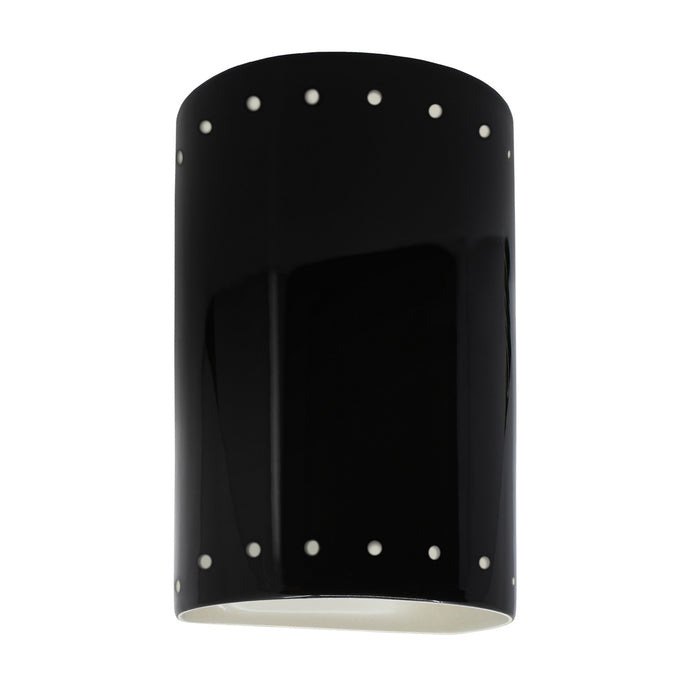 Justice Designs CER-5995W-BKMT LED Wall Sconce, Gloss Black with Matte White internal