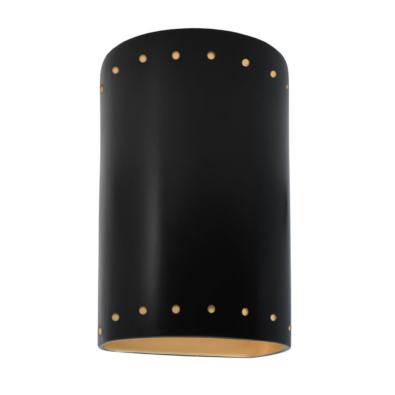 Justice Designs CER-5995W-CBGD LED Wall Sconce, Carbon Matte Black with Champagne Gold internal