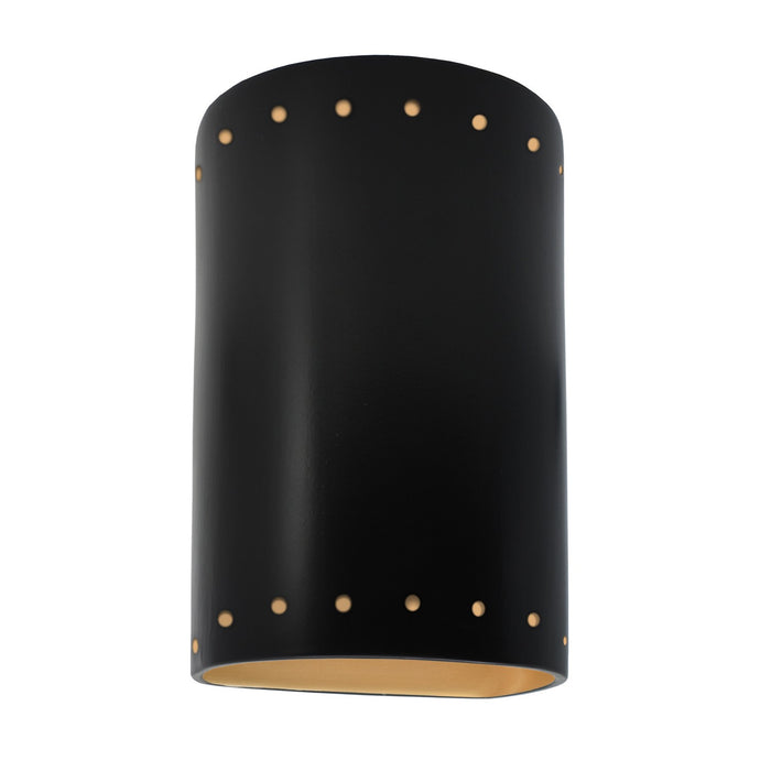 Justice Designs CER-5995W-CBGD LED Wall Sconce, Carbon Matte Black with Champagne Gold internal