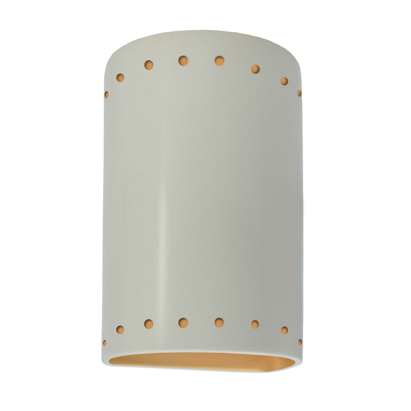Justice Designs CER-5995W-MTGD LED Wall Sconce, Matte White with Champagne Gold internal