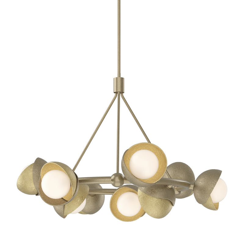 Hubbardton Forge 131068-SKT-MULT-84-86-GG0711 Nine Light Pendant, Soft Gold
