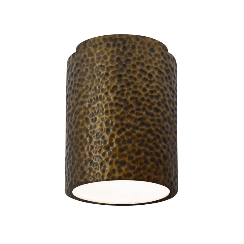 Justice Designs CER-6100W-HMBR Flush-Mount, Hammered Brass