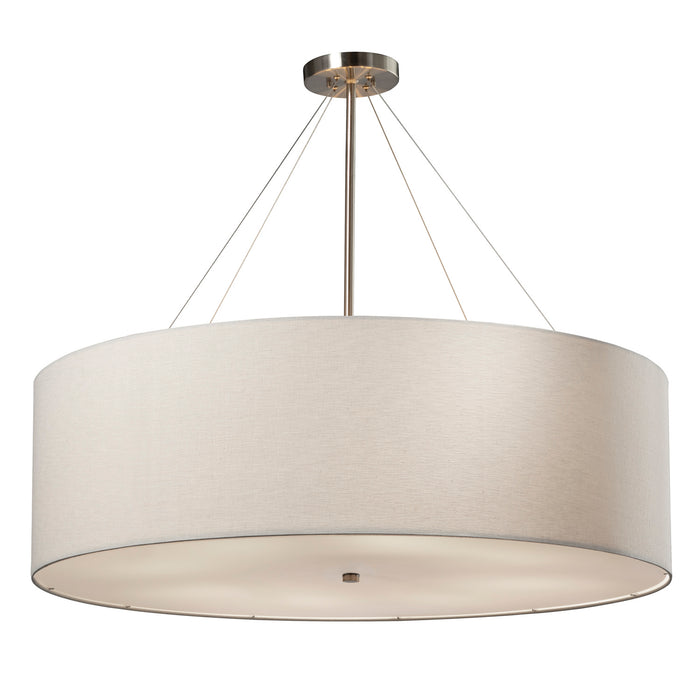 Justice Designs FAB-9594-WHTE-NCKL Eight Light Pendant, Brushed Nickel