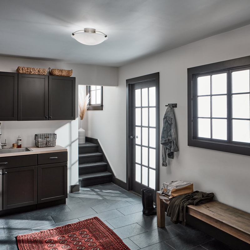 Kichler 8406NI Three Light Semi Flush Mount, Brushed Nickel