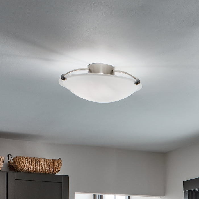 Kichler 8406NI Three Light Semi Flush Mount, Brushed Nickel