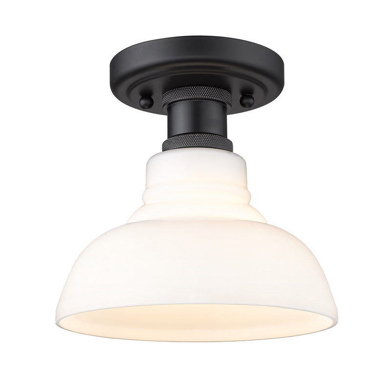 Golden 0305-FM BLK-VMG One Light Flush Mount, Matte Black
