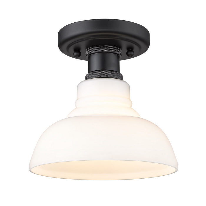 Golden 0305-FM BLK-VMG One Light Flush Mount, Matte Black
