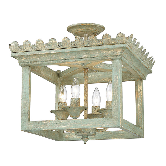 Golden 0838-SF VS Four Light Semi-Flush Mount, Vintage Sage