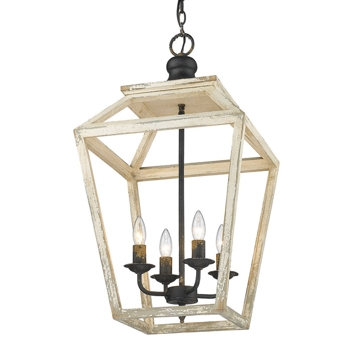 Golden 0839-4P ABI Four Light Pendant, Antique Black Iron
