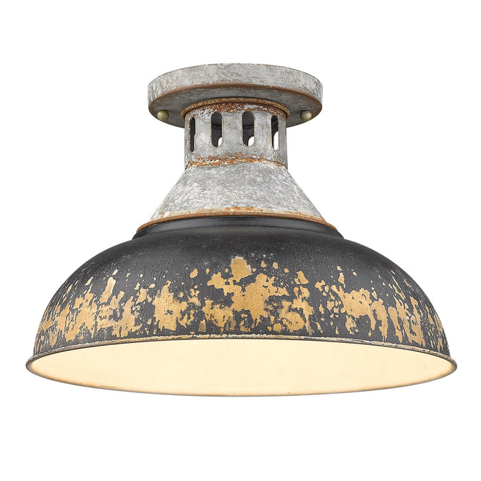 Golden 0865-SF AGV-ABI One Light Semi-Flush Mount, Aged Galvanized Steel