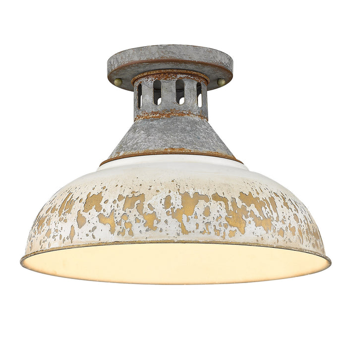 Golden 0865-SF AGV-AI One Light Semi-Flush Mount, Aged Galvanized Steel