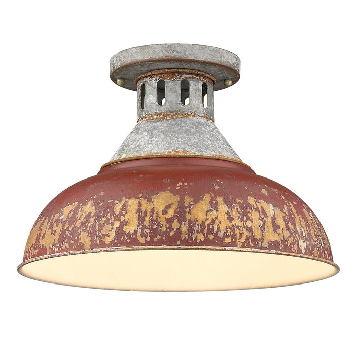 Golden 0865-SF AGV-RED One Light Semi-Flush Mount, Aged Galvanized Steel