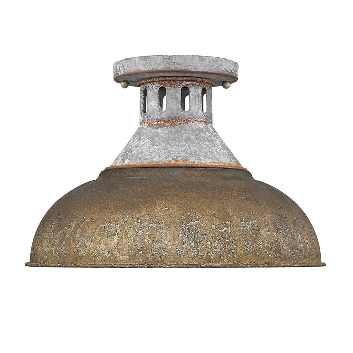 Golden 0865-SF AGV-RUST One Light Semi-Flush Mount, Aged Galvanized Steel