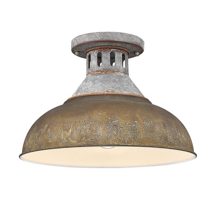 Golden 0865-SF AGV-RUST One Light Semi-Flush Mount, Aged Galvanized Steel