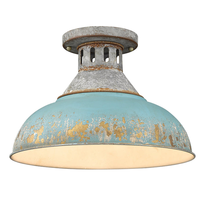 Golden 0865-SF AGV-TEAL One Light Semi-Flush Mount, Aged Galvanized Steel