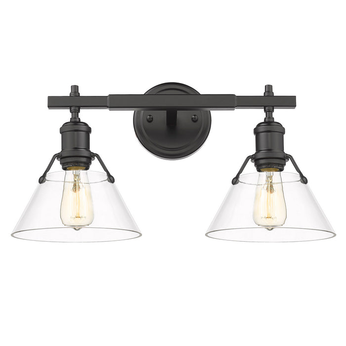 Golden 3306-BA2 BLK-CLR Two Light Bath Vanity, Matte Black