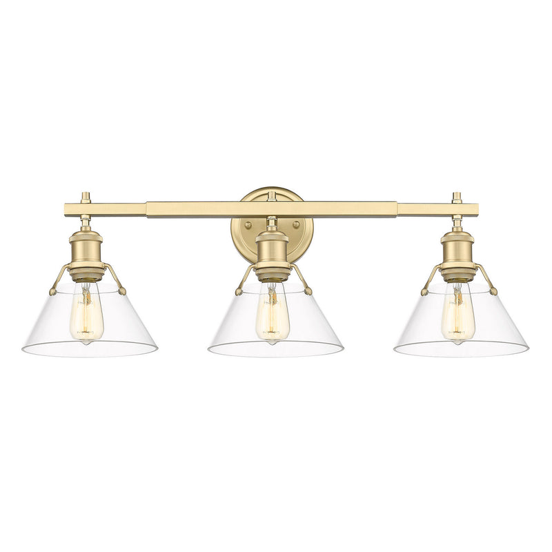 Golden 3306-BA3 BCB-CLR Three Light Bath Vanity, Brushed Champagne Bronze