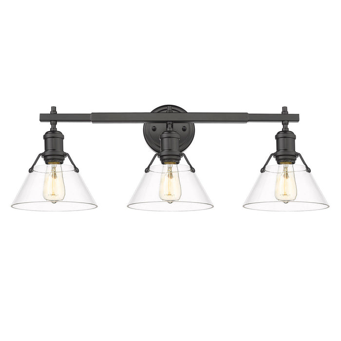 Golden 3306-BA3 BLK-CLR Three Light Bath Vanity, Matte Black