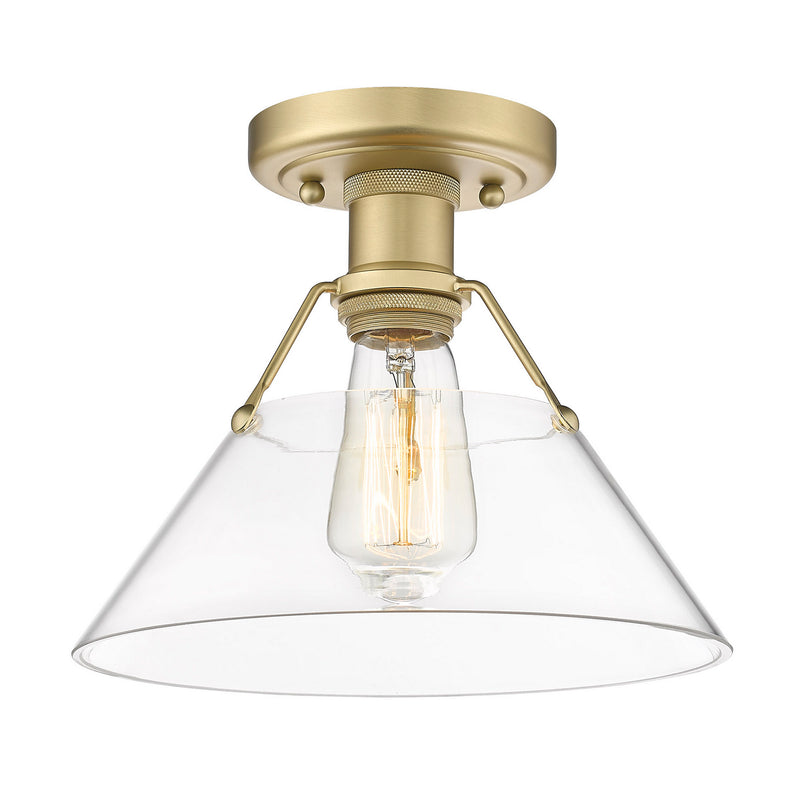 Golden 3306-FM BCB-CLR One Light Flush Mount, Brushed Champagne Bronze