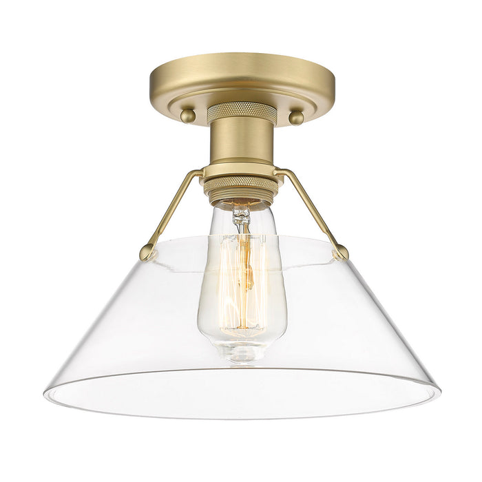 Golden 3306-FM BCB-CLR One Light Flush Mount, Brushed Champagne Bronze