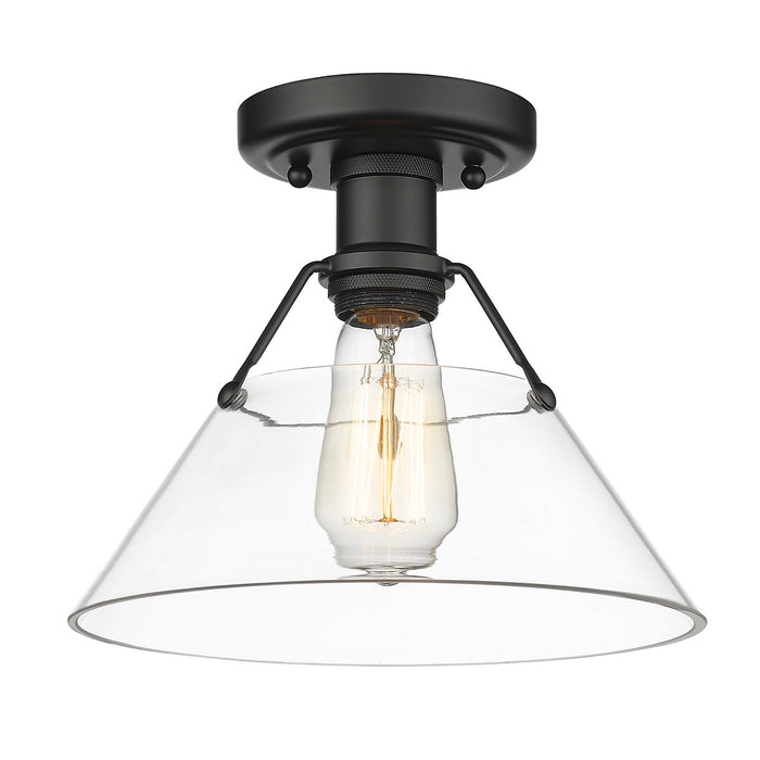 Golden 3306-FM BLK-CLR One Light Flush Mount, Matte Black