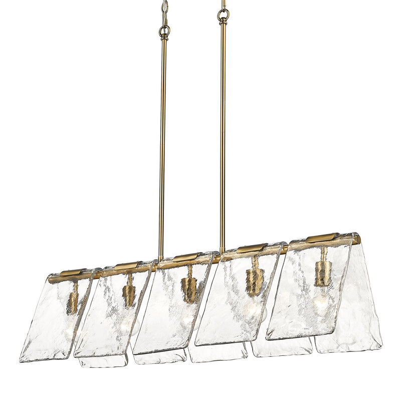 Golden 6072-LP MBS-HWG Five Light Linear Pendant, Modern Brass