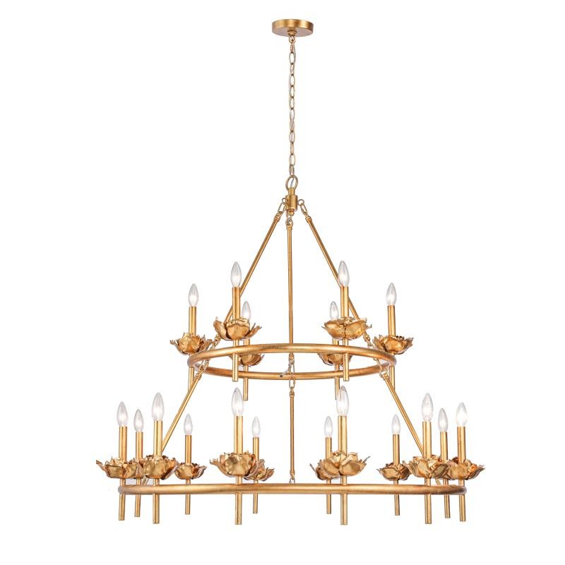 Terracotta Designs H23107T-18 18 Light Chandelier, Gold Leaf