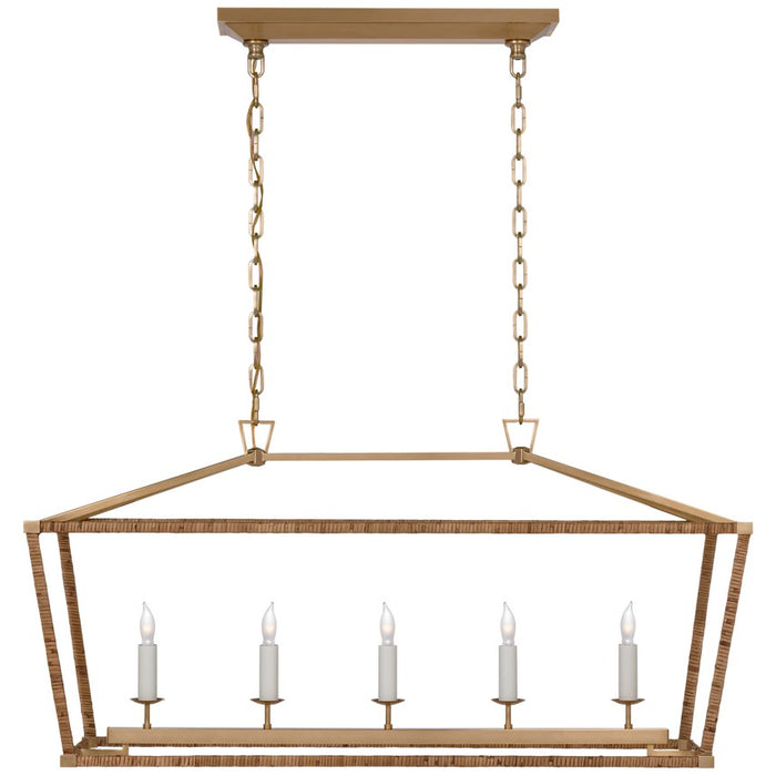 Visual Comfort Signature CHC 5765PN/NRT LED Linear Lantern, Polished Nickel and Natural Rattan