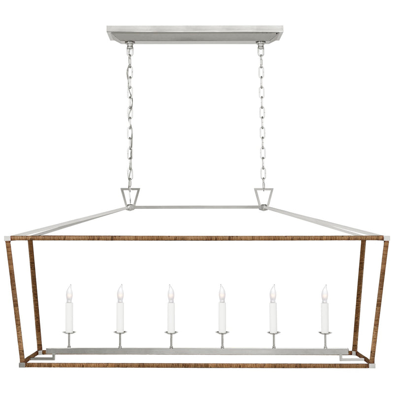 Visual Comfort Signature CHC 5766PN/NRT LED Linear Lantern, Polished Nickel and Natural Rattan