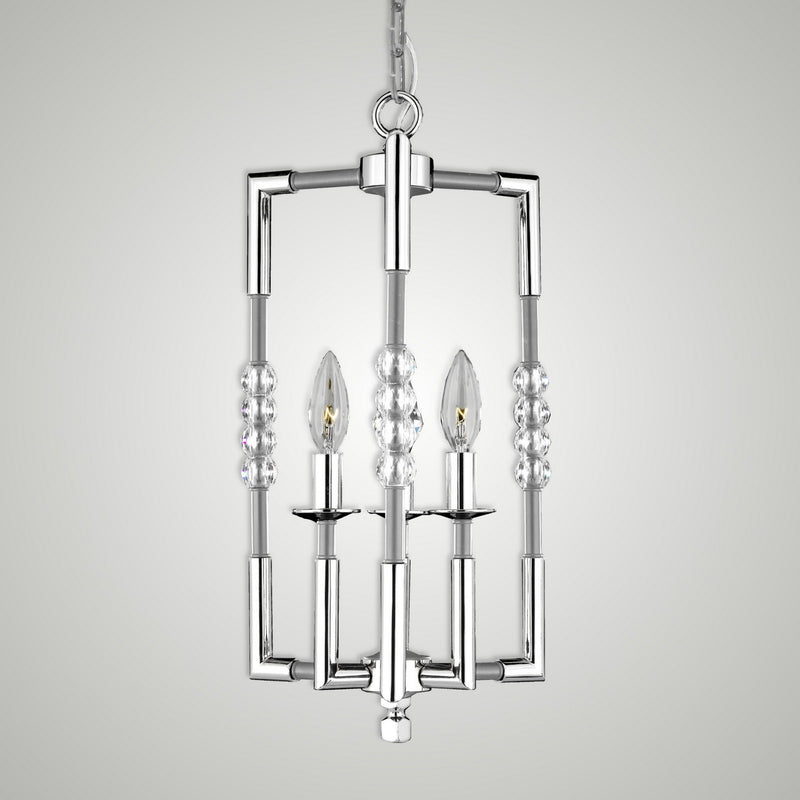 American Brass & Crystal CH3501-37G-38G-ST Three Light Chandelier, Pewter with Polished Nickel