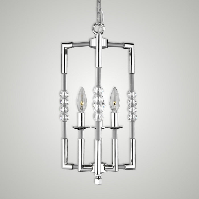 American Brass & Crystal CH3501-37G-38G-ST Three Light Chandelier, Pewter with Polished Nickel