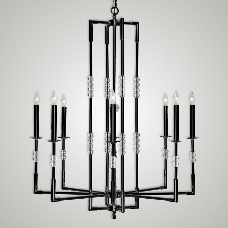 American Brass & Crystal CH3544-35S-ST Eight Light Chandelier, Old Bronze (Black)