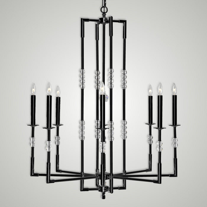 American Brass & Crystal CH3544-35S-ST Eight Light Chandelier, Old Bronze (Black)