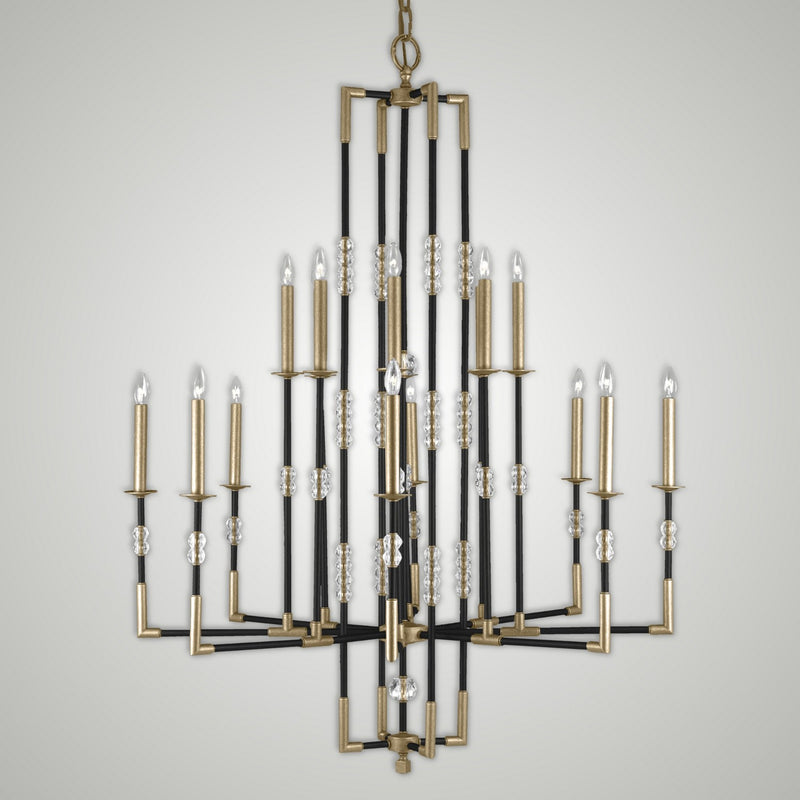 American Brass & Crystal CH3545-35S-36G-ST 16 Light Chandelier, Old Bronze (Black) with Old Brass