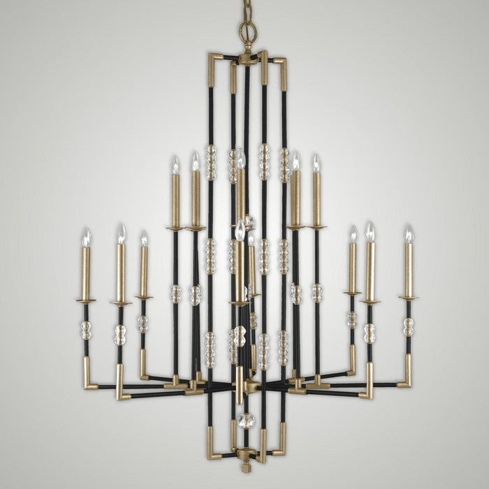American Brass & Crystal CH3545-35S-36G-ST 16 Light Chandelier, Old Bronze (Black) with Old Brass