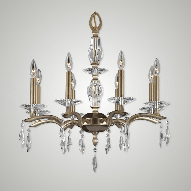 American Brass & Crystal CH5504-G-36G-ST Eight Light Chandelier, Old Brass